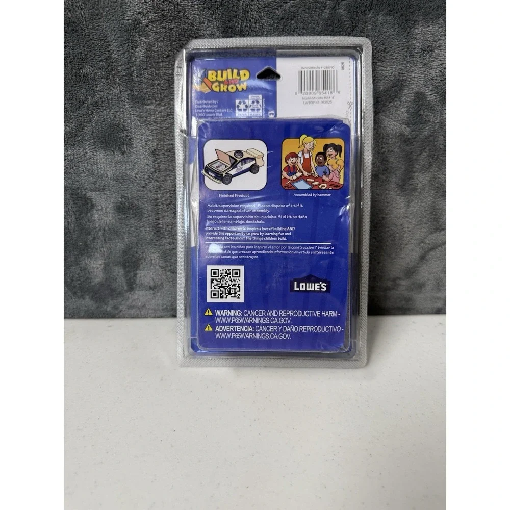 Lowes Build & Grow Pull Back Wood Race Car Project Toy Kit New Sealed